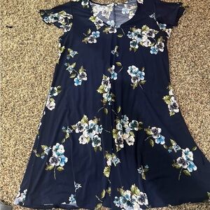 White Birch Floral Navy Dress